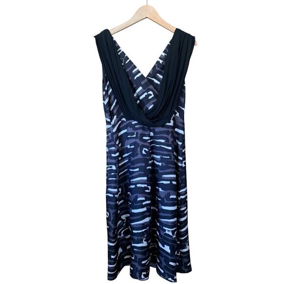 Temperly London Circa 2006 Runway Silk Cocktail Dress Black Multi Size 10 - Picture 4 of 12